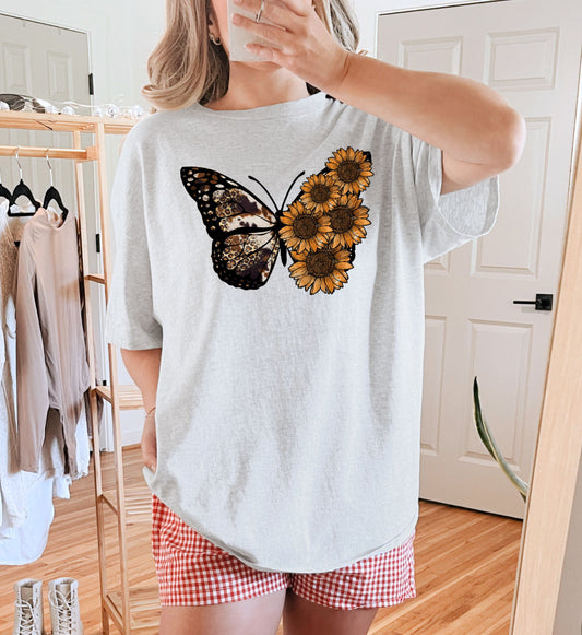 Western Butterfly Sunflowers Tee