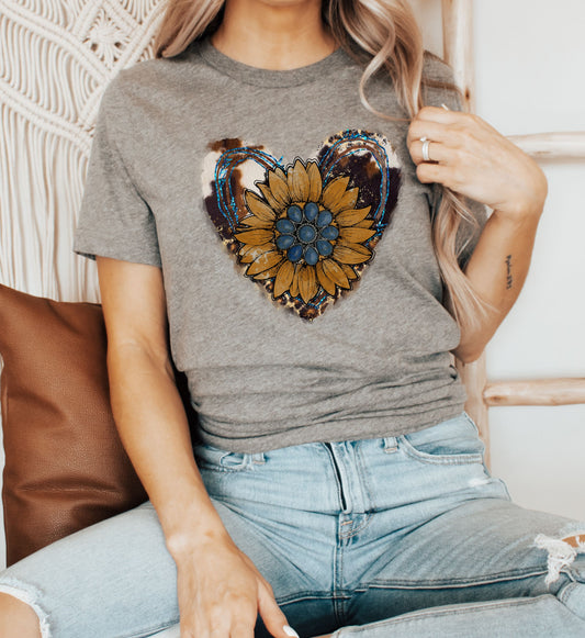 Western Heart Sunflower Tee