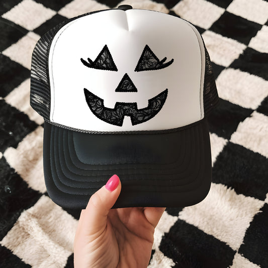Pumpkin Face Halloween Trucker Hat
